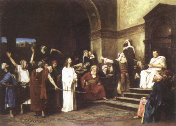 Mihaly Munkacsy christ before pilate Norge oil painting art
